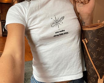 you make skz stay- stray graphic baby tee - hyunji.n feli.x bang cha top - Subtle kpop T-Shirt - hop ate giant rock-star Fan Gift