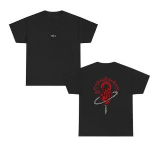 Hunter anime t-shirt - Kura. Pika VS Uvo.Gin battle scene inspired anime artwork - double sided print heavy cotton t-shirt for fans