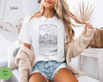Camiseta del Parque Nacional Grand Teton, camiseta de senderismo para amantes de la naturaleza.