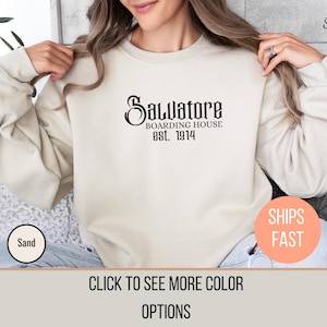Salvatore Boarding House Established 1914, Mystic Falls Sweatshirt, Vampire Shirt, Vampire Lover, TVD Fan, Gift For Halloween, Vampire Fan