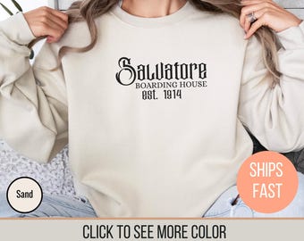 Salvatore Boarding House Sweatshirt, Mystic Falls, TVD Vampire Fan Gift