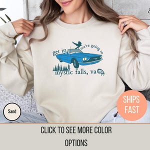 Retro Car Vintage Mystic Falls Sweatshirt Vampire Mystic Shirt, Vampire Shirt, Vampire Lover, TVD Fan, Gift For Halloween, Vampire Fan