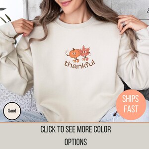 Retro Thankful Pumpkin Patch Outfit Thanksgiving Sweater Retro Halloween Shirt Crunchy Fall Crewneck Fall Sweatshirt Vintage Boho Fall