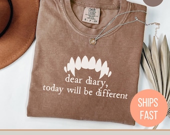 Camiseta "Querido Diario", Camiseta Mística Vampira, Camiseta Vintage de Mystic Falls, Camiseta Vampiro, Amante de los Vampiros, Fan de TVD, Regalo para Halloween, Fan de los Vampiros
