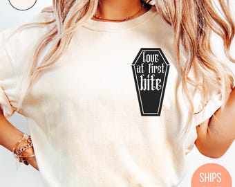 Love at First Bite Vampire Shirt, Mystic Falls TVD Halloween Gift