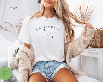 California Comfort Colors Tee, Retro Cali Girl T-Shirt