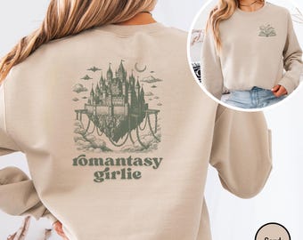 Camiseta Romantasy Girlie Dark Romance para lectores de fantasía, sudadera romántica de fantasía, estética de enemigos a amantes, talla de sudadera para club de lectura