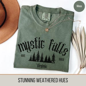 Mystic Shirt, Comfort Colors Vintage Mystic Falls Virginia Shirt, Vampire Shirt, Vampire Lover, Forest Shirt, Vampire Fan Gift, Vampire Fan