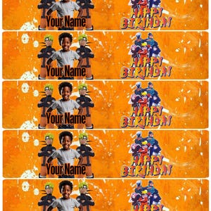 Naruto Custom Water Bottle Labels, Birthday Party Favors, Naruto Party