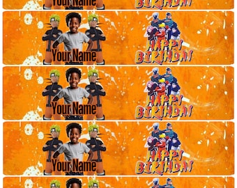 Naruto Custom Water Bottle Labels, Birthday Party Favors, Naruto Party