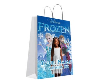Bolsas de regalo de fiesta de Frozen personalizadas, descarga digital