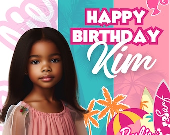 Malibu Barbie Birthday, Beach Barbie, Custom Backdrop, Digital Download