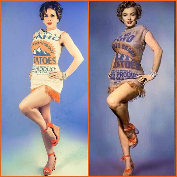 Cotton Shift Dress Inspired by Marilyn Monroe's Potato Sack Photo Shoot  custom Made to Your Measurments up to Size 16 