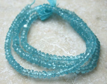 Aqua Blue Apatite Faceted Rondelle Beads 3 to 3.75mm - Half Strand 6.75 Inches