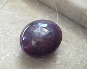 Purple Star Ruby Polished Oval Coin Bead 16.25 x 14.5mm - Gemstone Focal Pendant USA Seller