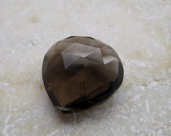 Large Chocolate Quartz Faceted Heart Bead 18.5 x 19 mm - Gemstone Focal Pendant USA Seller