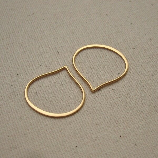 Two 24K Gold Plated Teardrop Link Connectors 20mm Vermeil Style   - 2 pieces