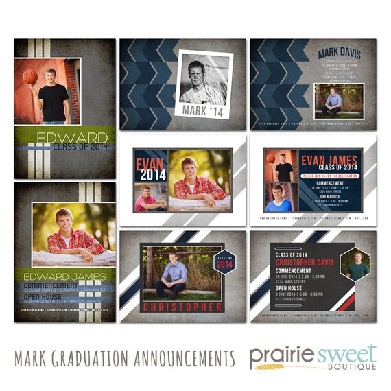 Masculine Graduation Announcements for Guys Etsy