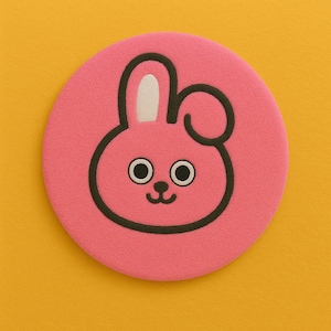 Niedlicher rosa Kaninchen-Gesichter Teppich für Kinderzimmer, Spielzimmerdekor, Kinderzimmer-Akzent, Digitaldruck, benutzerdefinierter Teppich