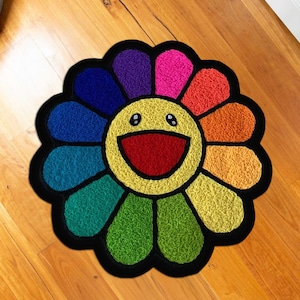 Takashi Murakami Flower Rug, Takashi Smiley Face Rug,takashi