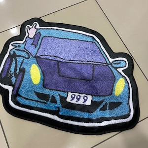 Tapete Juice World 999, Tapete de carro clássico, Tapete de carro, Tapete com padrão de carro, Tapete retrô, Tapete moldado, Tapete personalizado, Tapete em formato de carro, Decoração de sala de estar, Tapete personalizado