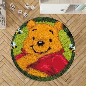 Tapis Winnie l'ourson, tapis pour chambre d'enfant peluche Winnie l'ourson, décoration de chambre d'enfants, tapis carte en bois de 100 acres, tapis Winnie l'ourson, tapis ours mignon