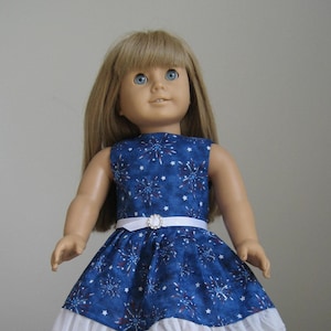 Clothes Made to fit 18"  American Dolls, Red, White, Blue & Silver Patriotic Dress fits 18" American Dolls