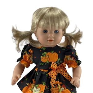 Clothes Made for Bitty Baby and Bitty Twins Dolls, Kitties In Pumpkins Halloween Dress fits Bitty Baby and Bitty Twins Dolls