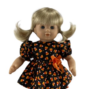 Clothes Made for Bitty Baby and Bitty Twins Dolls, Candy Corn Polka Dots Halloween Dress fits Bitty Baby and Bitty Twins Dolls