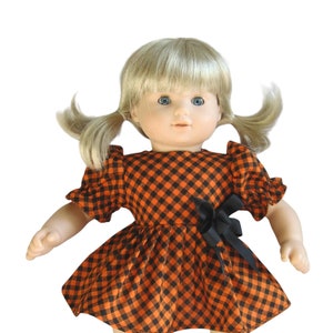 Doll Clothes-Made to Fit  BITTY BABY Dolls, HALLOWEEN Orange & Black Plaid Dress Fits Bitty Baby and Bitty Twins Dolls