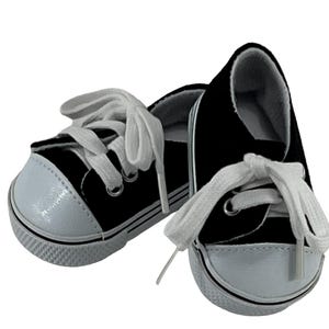 Doll Accessories-Black Canvas Sneakers fit 18&quot; AMERICAN Dolls-Canvas Sneakers  to Fit 18&quot; AMERICAN Dolls