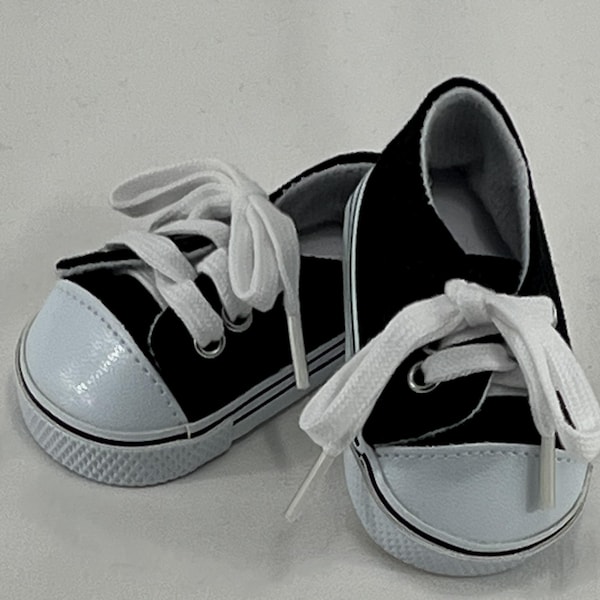 Doll Accessories-Black Canvas Sneakers fit 18" AMERICAN Dolls-Canvas Sneakers  to Fit 18" AMERICAN Dolls