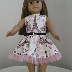 Doll Clothes Made For AMERICAN GIRL DOLLS  Paris Dress and Belt Fits American Girl Dolls  Fit American Girl Dolls