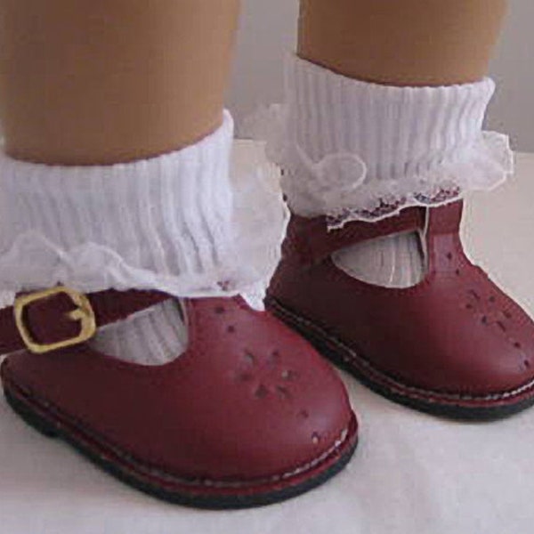 Shoes-Made to fit BITTY BABY and Bitty Twins DOLLS, Burgundy T Strap Shoes  Fit Bitty Baby and  Bitty Twins Dolls