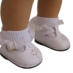 Shoes-Made to fit 18&quot; AMERICAN DOLLS, White T Strap Shoes Made to  Fit 18&quot; American Dolls