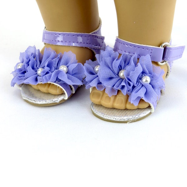 Shoes-Lavender Frilly Sandals Made to fit 18" American Dolls. Lavender Sandals Fit 18" AMERICAN  DOLLS