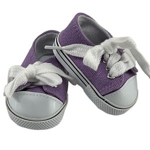 Doll Accessories-Lavender Canvas Sneakers fit 18&quot; AMERICAN Dolls-Canvas Sneakers  to Fit 18&quot; AMERICAN Dolls