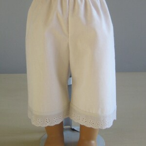 Doll Clothes Made For 18" American Dolls, Colonial White Pantaloons with Lace Trim Made to Fit 18" AMERICAN  DOLLS