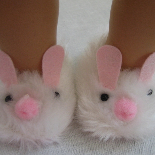 Doll Shoes Made to fit BITTY BABY and Bitty Twins Dolls, White Bunny Slippers fit Bitty Baby and Bitty Twins Dolls
