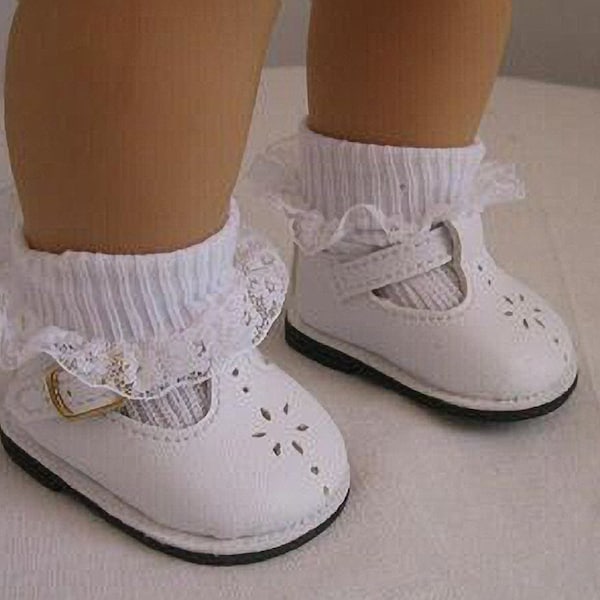 Shoes-Made to fit BITTY BABY and Bitty Twins DOLLS, White T Strap Shoes Fit Bitty Baby and Bitty Twins Dolls