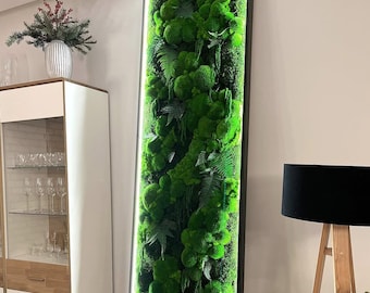 Regenwald erhaltenes Moos Wandkunst LED Rahmen - beleuchtetes vertikales Gartendekor | Zero Care, Sondergrößen