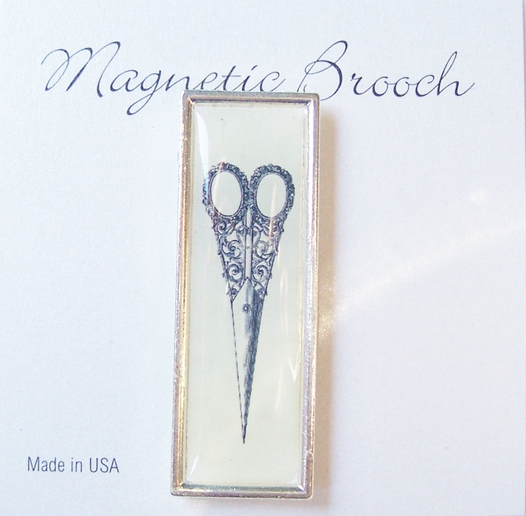 Magnetic Brooch Clip Clasp Pin Vintage Scissor Design Metal Accessory ...