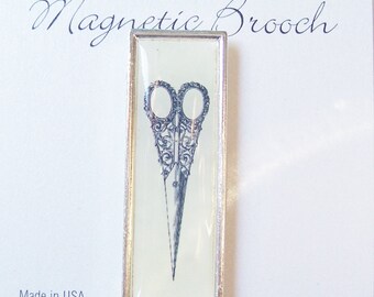 Magnetic Brooch Clip Clasp Pin Vintage Scissor Design Metal Accessory Scarves Shawl