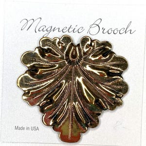 Magnetic Brooch Clip Clasp Pin Brushed Gold Finish Metal Leaf Accessory Scarves Shawl