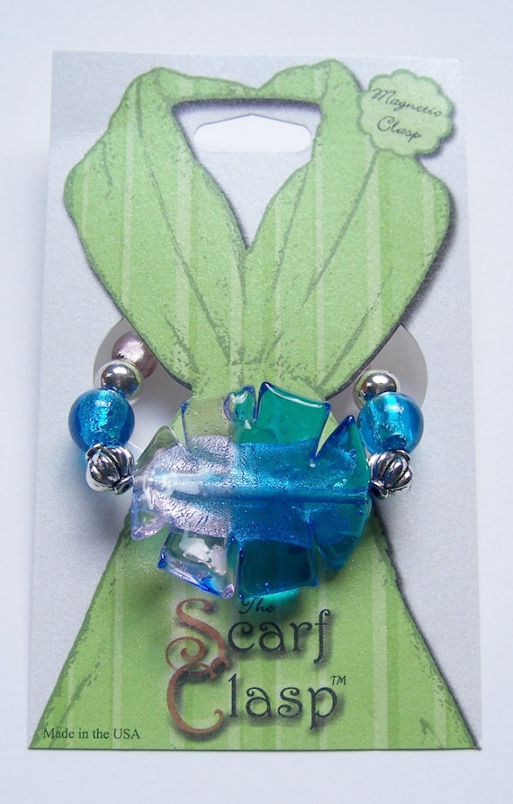 Scarf Clasp Clip Holder Turquoise Like Beads Magnetic Clasp for Scarfs Shawl