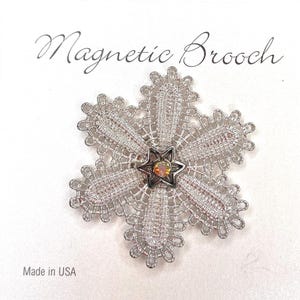 Magnetic Brooch Clip Clasp Pin Metal Lace Design Crystal Center Accessory Scarves Shawl
