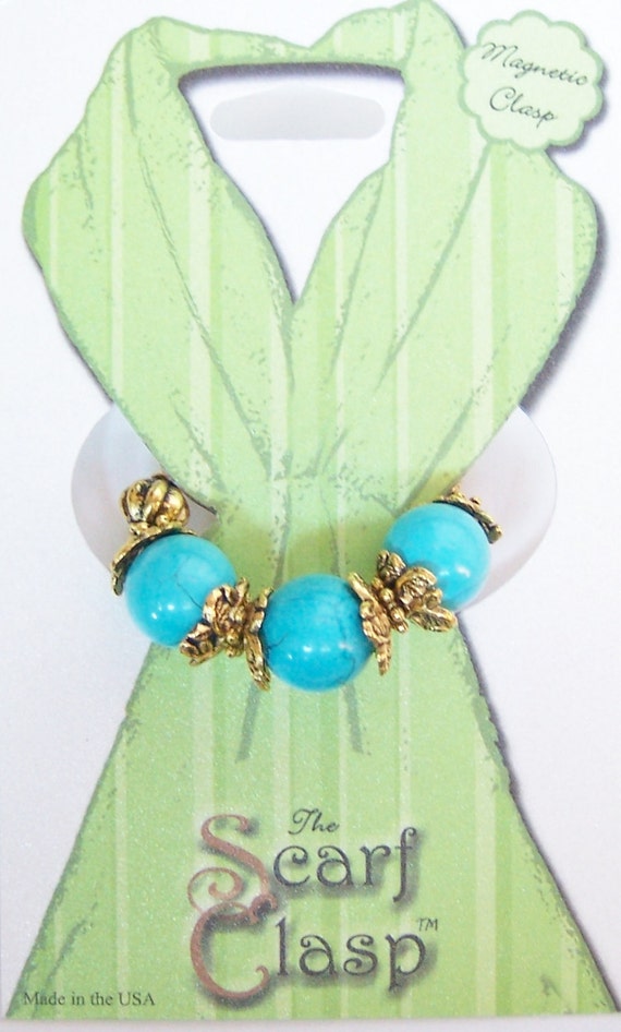 Scarf Clasp Clip Holder Turquoise Like Beads Magnetic Clasp for Scarfs Shawl