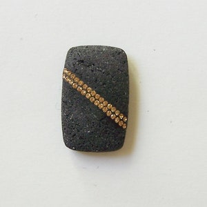 Magnetische Broche Clip Gesp Pin Zwarte Lava Rock Rechthoek Champagne Swarovski Chrystal.Accessory Sjaalsjaal
