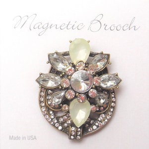 Magnetic Brooch Clip Clasp Pin Vintage Style Silver Rhinestones Accessory Scarves Shawl