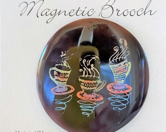 Magnetische broche parelmoer, sjaalsluiting koffiekop